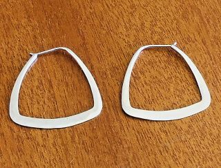 Vtg Ed Levin Hammered Sterling Silver Rectangular Hoop Earrings For Pierced Ears