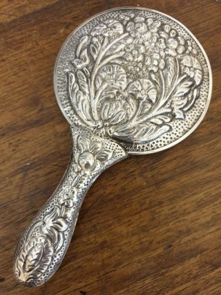 Antique Sterling Silver Small Hand Mirror