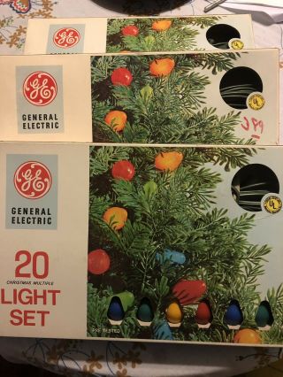 Nos 3 Boxes Vintage Christmas Outdoor 20 Light Set Ge Multicolor