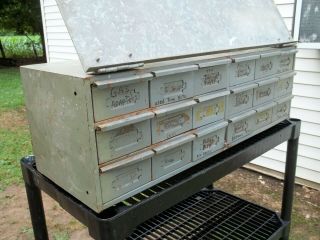 Vintage Metal 18 Drawer Small Parts Tool Shop Cabinet 34 
