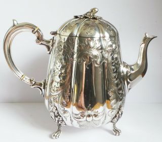 Exceptional Victorian Baroque Silver Plated Teapot Embossed & Chased Design