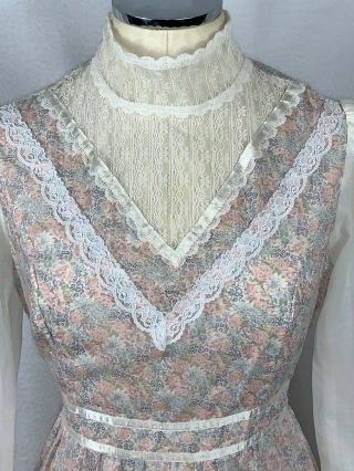 Vtg GUNNE SAX Dress Sz 13 Floral Lace Prairie Hippy Victorian Wedding Maxi 4