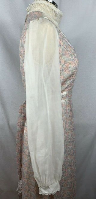Vtg GUNNE SAX Dress Sz 13 Floral Lace Prairie Hippy Victorian Wedding Maxi 7