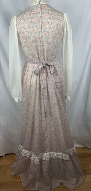Vtg GUNNE SAX Dress Sz 13 Floral Lace Prairie Hippy Victorian Wedding Maxi 8