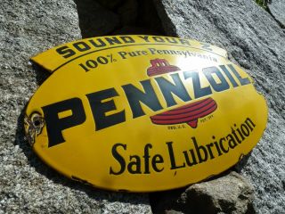 Pennzoil Porcelain Sign Advertising Vintage Gasoline 20 Inches Oil Old Gas