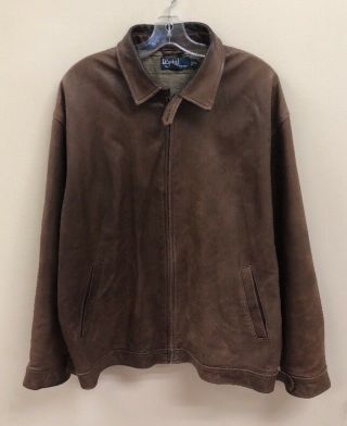 Vintage Polo Ralph Lauren Soft Leather Jacket Size Mens Xl Brown