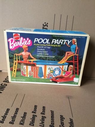 1973 Vintage Barbie Pool Party Playset 5280 Nrfb