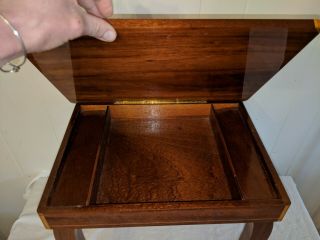 Gorgeous Vtg Italian Wood Inlay Music Box Table Hidden Storage The Emperor Waltz 3