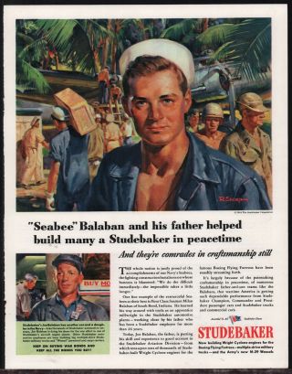 1944 Ww Ii Seabee Milan Balaban South Bend,  Indiana In Wwii Ww2 Studebaker Ad