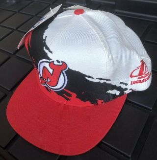 NWT Vintage 90s Jersey Devils Logo Athletic Splash Snapback Hat Deadstock 2