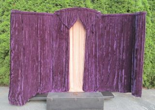 Vintage Funeral Casket Drape Standing Lighted Portable Curtain Display Old