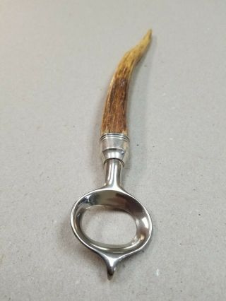 Antique Jh John Hasselbring Antler Sterling Bottle Opener 1850 - 1899.  35