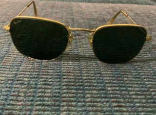 Rare Vintage Raybans W1343 Gold Rimmed Dark Lenses