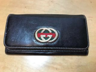 Authentic Gucci Leather Wallet Vintage Dark Brown