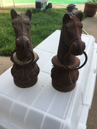 Antique Vintage Cast Iron Horse Head Hitching Post Top.  Ornate