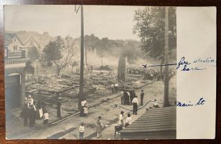Rppc Milton De Main St.  And Fire Station Burnt Down Just After Fire 1909 Rare