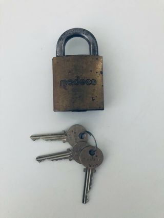 Vintage Medeco Padlock Made In The Usa,  1 Pound,  3 Keys 1976 Perfectly