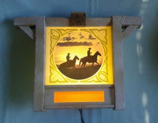 Vintage Falstaff Beer Sign Western Cowboy Horse Lighted Bar Light 21x16”.