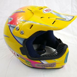 Motocross Helmet Honda Bell Yellow With Graphics Vintage Made In Usa 7 1/2