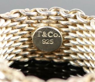 Vintage.  925 Sterling Silver Signed TIFFANY & CO Somerset Mesh Size 8 Ring 8.  2g 5