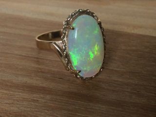 Vintage 9ct Gold Solitaire Ring With Large Australian Opal