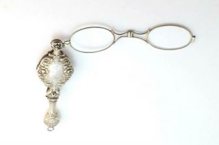 Vintage Sterling Lorgnette Folding Opera Glasses -