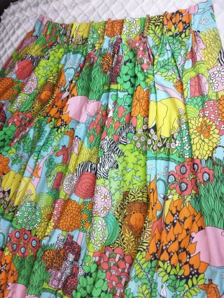 Curtain Pleated Drape Vtg Animal Fabric Bright Funky Psychedelic Safari Hippie