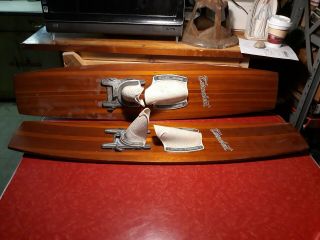 Turnabout Vintage Wooden Trick Water Skis 42” X 9 "