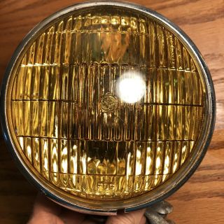 Vintage Dietz Ny 510 Fog Light Amber Lens Chrome Round Rat Rod With Bracket 01