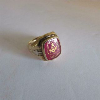 Vintage Jr Ouam Junior Order United American Mechanics 10k Gold Ruby Ring