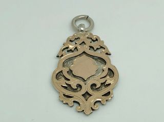 Antique 9ct Rose Gold Front Sterling Silver Blank Unengraved Fancy Watch Fob