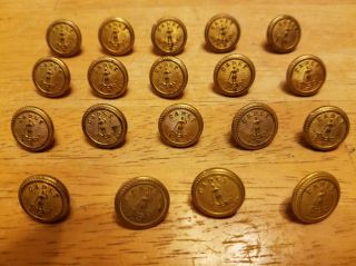 Vintage Brass Cadet V.  M.  I.  (virginia Military Institute) 1/2 " Buttons (qty: 19)