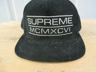 Vintage Supreme Mcmxcvi 1994 5 Panel Black Sewn Camp Snapback Cap Hat