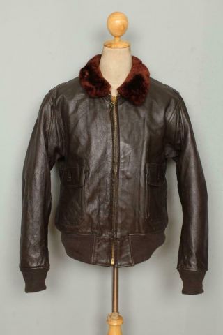 Vtg Star Sportswear 1960s G - 1 Us Navy Goatskin Leather Flight Jacket 44
