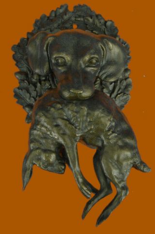 Rare Large Vintage Austrian Bronze Hunting Dog With Hare Or Rabbit Figurine Deal