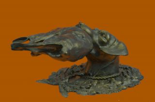 RARE Large Vintage AUSTRIAN Bronze Hunting DOG with HARE or RABBIT Figurine DEAl 2