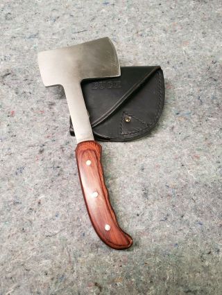 Vintage Buck 106 Hatchet Axe Knife Near Rare Wood Handle Survival Sheath 6