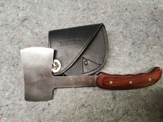 Vintage Buck 106 Hatchet Axe Knife Near Rare Wood Handle Survival Sheath 7