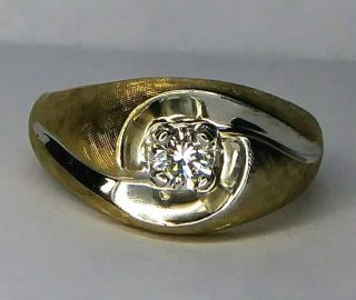 Vintage 1/3 (40) Carat Natural Ring 14K YG Mens Solitaire with Sizing 10