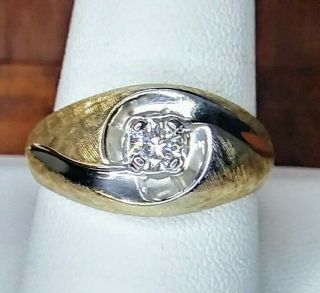 Vintage 1/3 (40) Carat Natural Ring 14K YG Mens Solitaire with Sizing 2