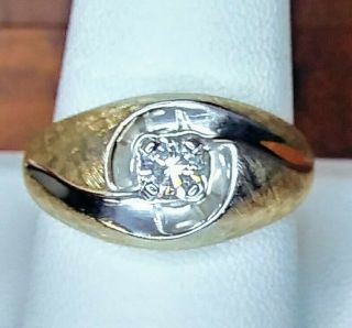 Vintage 1/3 (40) Carat Natural Ring 14K YG Mens Solitaire with Sizing 3