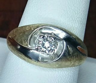 Vintage 1/3 (40) Carat Natural Ring 14K YG Mens Solitaire with Sizing 4