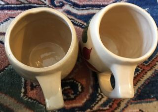 2 Vintage Watt Pottery Barrel Mugs Four Petal Star Flower Pattern 501 2