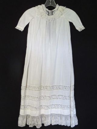 Rare Victorian - Edwardian White Cotton & Lace French Christening Gown For Infant