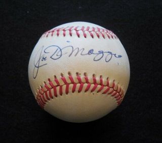 Joe Dimaggio Signed Baseball York Yankees Vintage Shows Tannage.  $245.  00