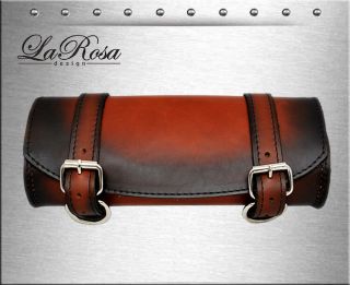 La Rosa Vintage Shedron Leather Harley Universal Fitting Front Fork Tool Bag
