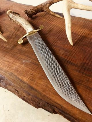 Vintage Bowie Knife: Bowie File Mountain Man Stag 18” - Custom Crafted W/ Sheath