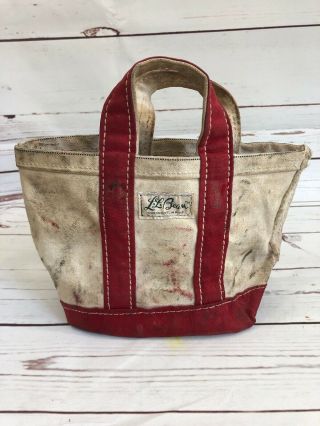 Vintage Ll Bean Freeport Maine White And Red Boat And Tote Canvas Mini
