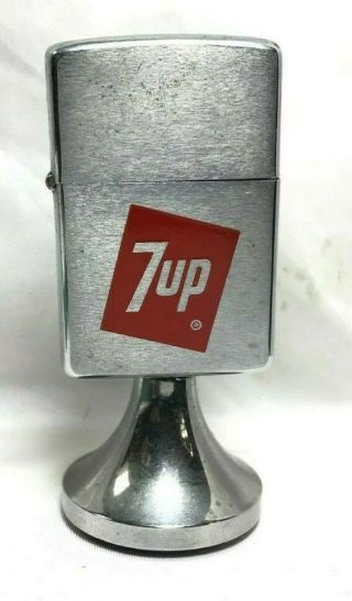 Vintage Rare Zippo 7up Advertising Lighter On Stand Bradford Pa Salesman Sample