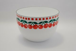 Vintage Kaj Franck For Arabia Of Finland Cherries Pattern Enamelware Bowl